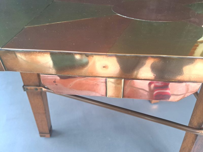 copper and brass vintage coffee side table (13)