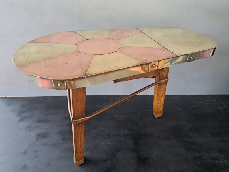 copper and brass vintage coffee side table (16)