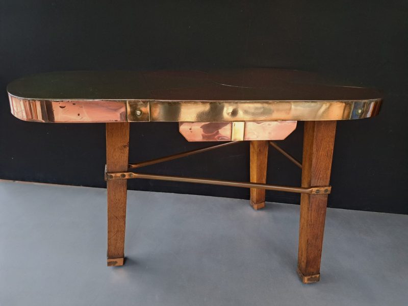 copper and brass vintage coffee side table (18)