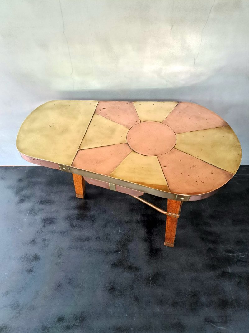 copper and brass vintage coffee side table (22)