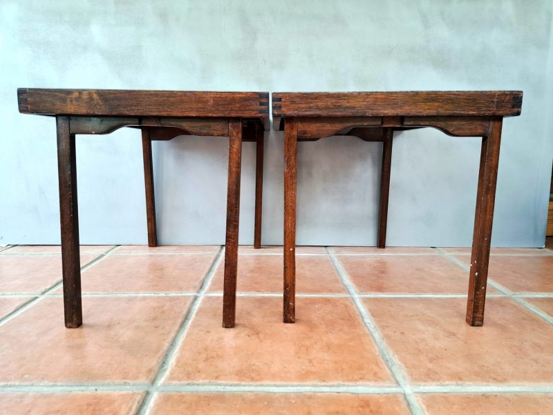 pair of vintage folding wooden side tables (8)