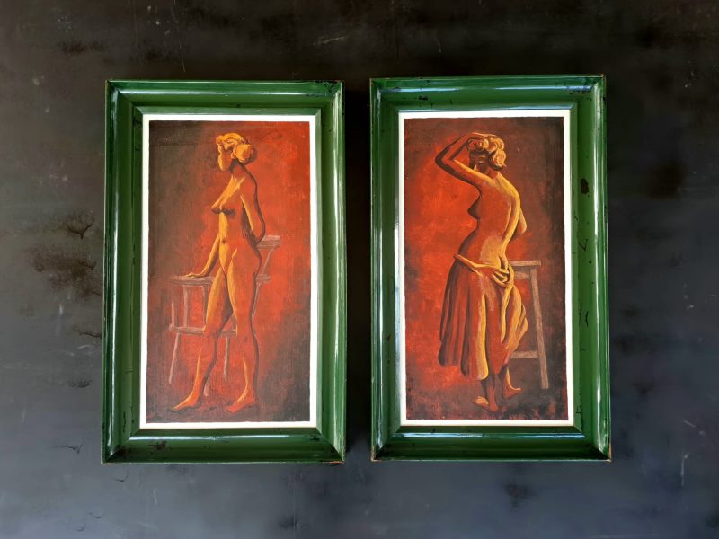 mid century pair of paintings (9)