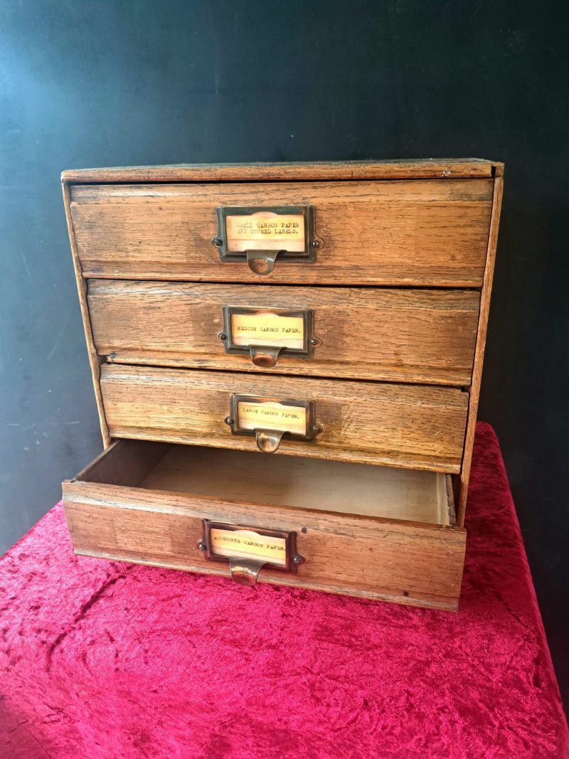 vintage wooden industrial four drawer cabinet (8)