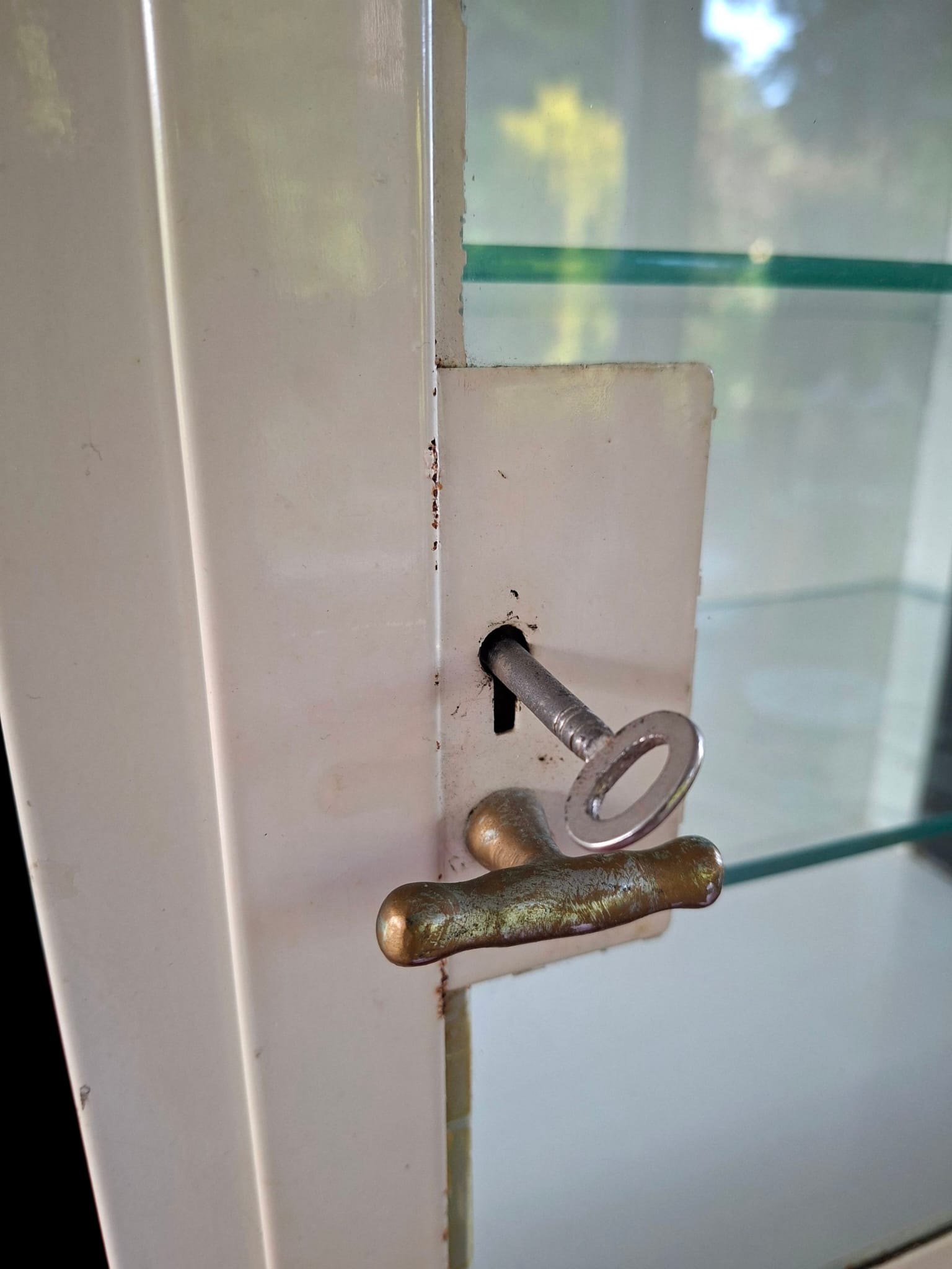 small vintage metal medical cabinet (1)