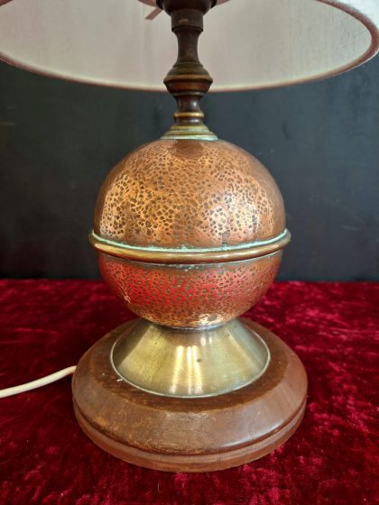 Unusual vintage hammered copper and brass table lamp (2)