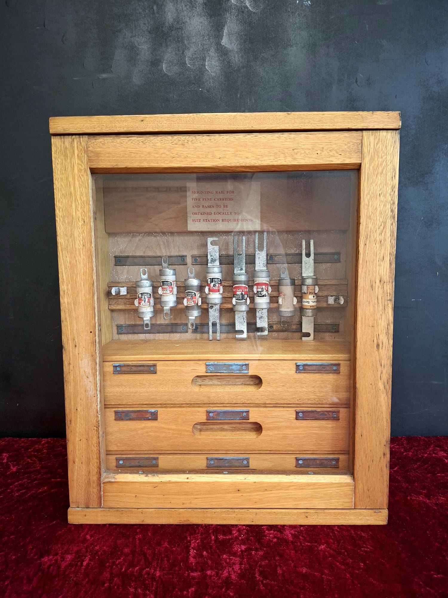 Vintage industrial three drawer fuse cabinet (10)