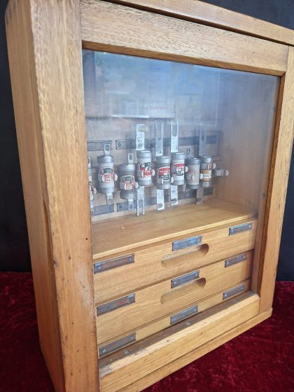 Vintage industrial three drawer fuse cabinet (2)