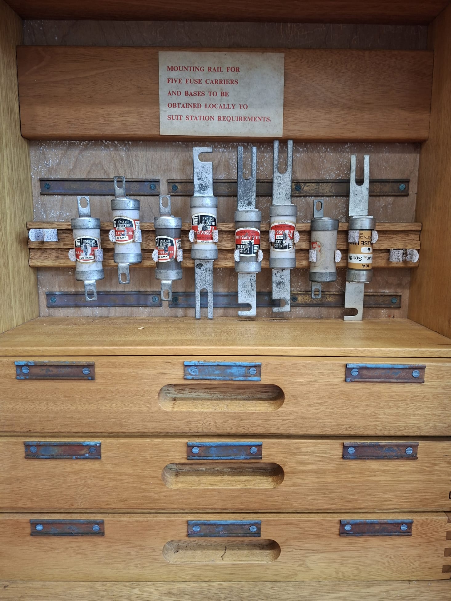 Vintage industrial three drawer fuse cabinet (4)